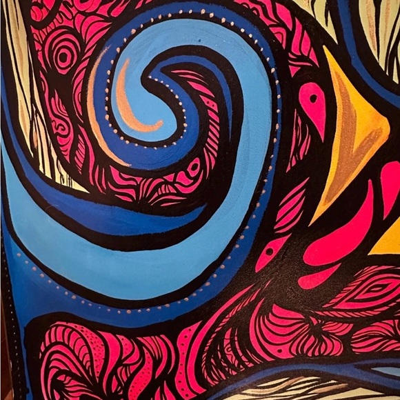 Hand Painted custom vibrant abstract large tote bag, very good condition - Picture 4 of 7